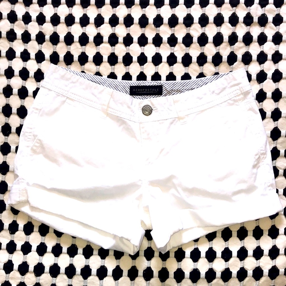 Aeropostale Cuffed Pocket Shorts White sz 2